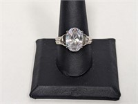 .925 Sterling Clear Stone Ring Sz 10