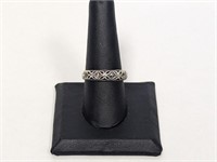 .925 Sterling Openwork Marcasite Ring Sz 9