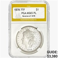 1878 7TF Morgan Silver Dollar PGA MS65 PL REV 78