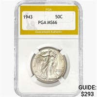 1943 Walking Liberty Half Dollar PGA MS66