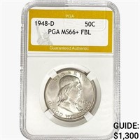 1948-D Franklin Half Dollar PGA MS66+ FBL