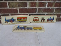 3 Train Wall Plaques 4x13" Each