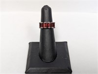 .925 Sterling Red 5-Stone Ring Sz 5