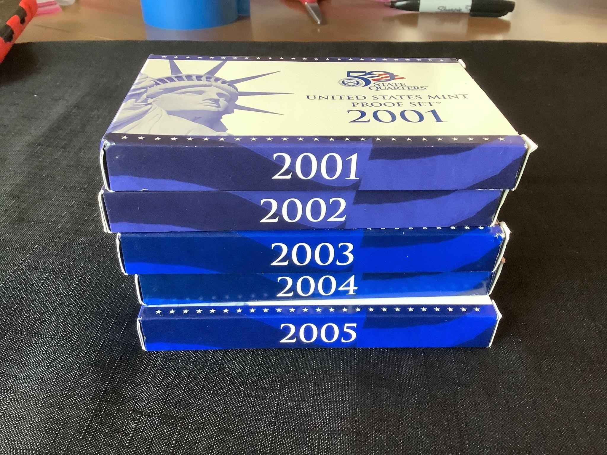 5 US Proof Set 2001-2005