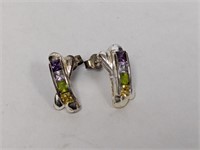 .925 Sterling Multi Gemstone Earrings