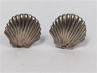 .925 Sterling Clip On Shell Earrings