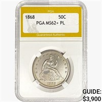 1868 Seated Liberty Half Dollar PGA MS62+ PL