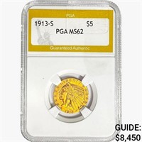 1913-S $5 Gold Half Eagle PGA MS62