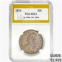 1834 Capped Bust Half Dollar PGA MS63 Lg. Date
