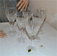 6 WATERFORD CRYSTAL Araglin Claret Wine Glasses 7"