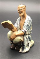 Chinese MUDMAN Pottery Elder Reading Book