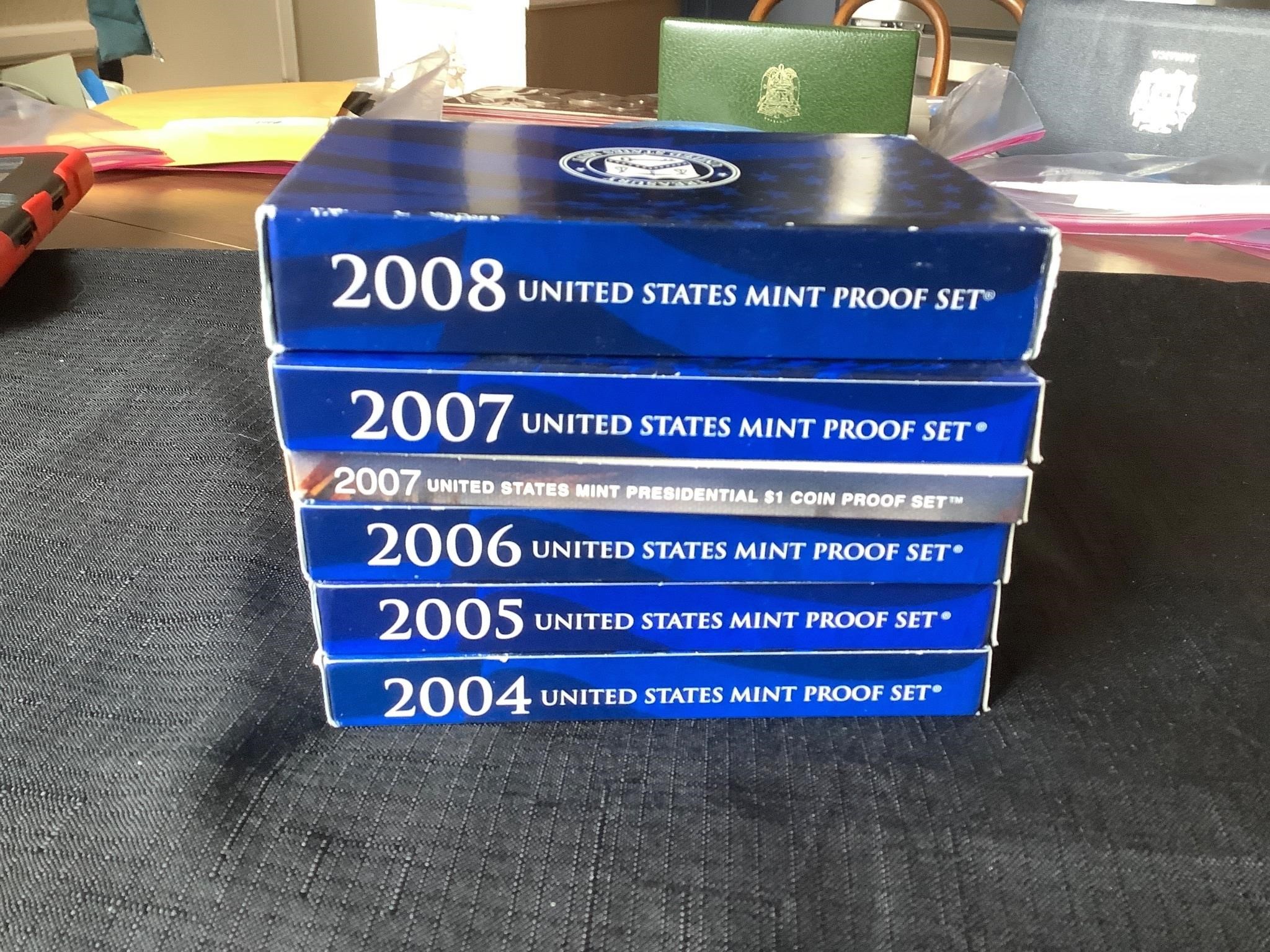 5 US Proof Set 2004-2008