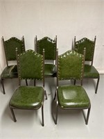 5 Green Cushioned Chairs