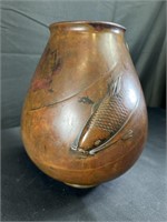 Bronze Koi Relief Vase