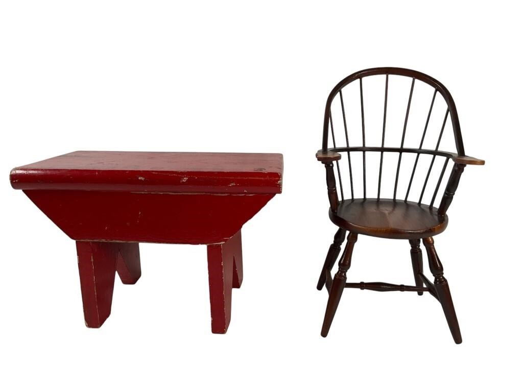 Vintage Doll Bench & Chair