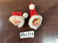 Anna Lee Santa Ornaments 2 pieces