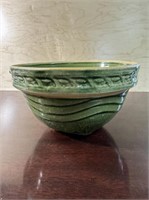 Large 7.5" green bowl with chip