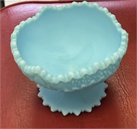 Fenton Blue Satin Candy Dish Compote