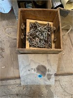 Wooden Box W/ Metal Chains  (Tool Shed)