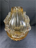 Orange/Amber Rigaree Ribbon Blown Glass Vase