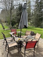 Outdoor Furniture Set Table, Umbrella, Chairs