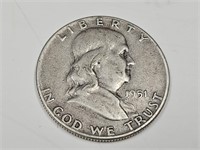 1951 Silver Franklin Half Dollar Coin