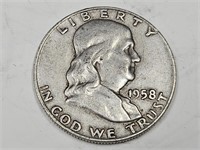 1958 D Silver Half Dollar Coin