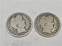 1906 Silver Barber Quarter Coins (2)