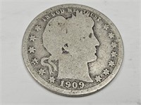 1909 D Silver Barber Quarter Coins (1)