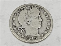1915 Silver Barber Quarter Coin (1)