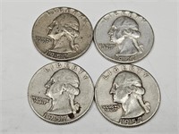 1957 Silver Washington Quarter Coins (4)