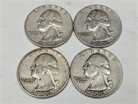 1956  Silver Washington Quarter Coins (4)
