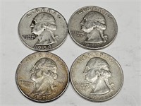 1959 D Silver Washington Quarter Coins (4)