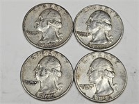 1960 Silver Washington Quarter Coins (4)