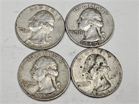 1960 D Silver Washington Quarter Coins (4)