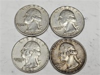 1961 Silver Washington Quarter Coins (4)