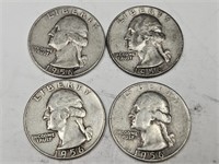 1956 Silver Washington Quarter Coins (4)