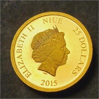 24K  1/4 Oz 2015 $25 Disney Ariel Coin