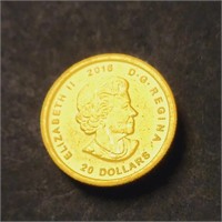 24K  1/10 Oz 2016 $20 Canada Coin