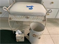 VANITY STOOL w/ MATCHING CAN & TISSUE HOLDER
