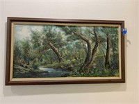 54 X 29.5 LARGE SIGNED & FRAMED TREES OIL PAINTING