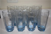 (11) Vtg Libbey Chivalry Blue 6.25" Glasses