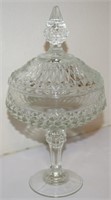 Vtg Indiana Clear Glass Diamondpoint Compote