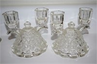 Pair 1930's Imperial Katy Glass Double Candle