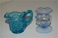 Vtg Italian Blown Glass w/ Prunts Miniature Vase