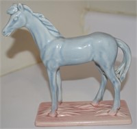 Vtg Cemar Pottery Pink & Blue Horse Figure 7.5L