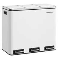 SONGMICS Trash Can, 3 x 4.8 Gallon, White ULTB154W