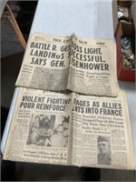 Two June. 7 1944 Newspapers D Day
