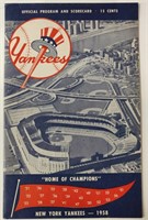 1958 15 Cent Yankees Program & Scorecard
