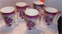 Vtg Dresden China Mugs- Grape Pattern